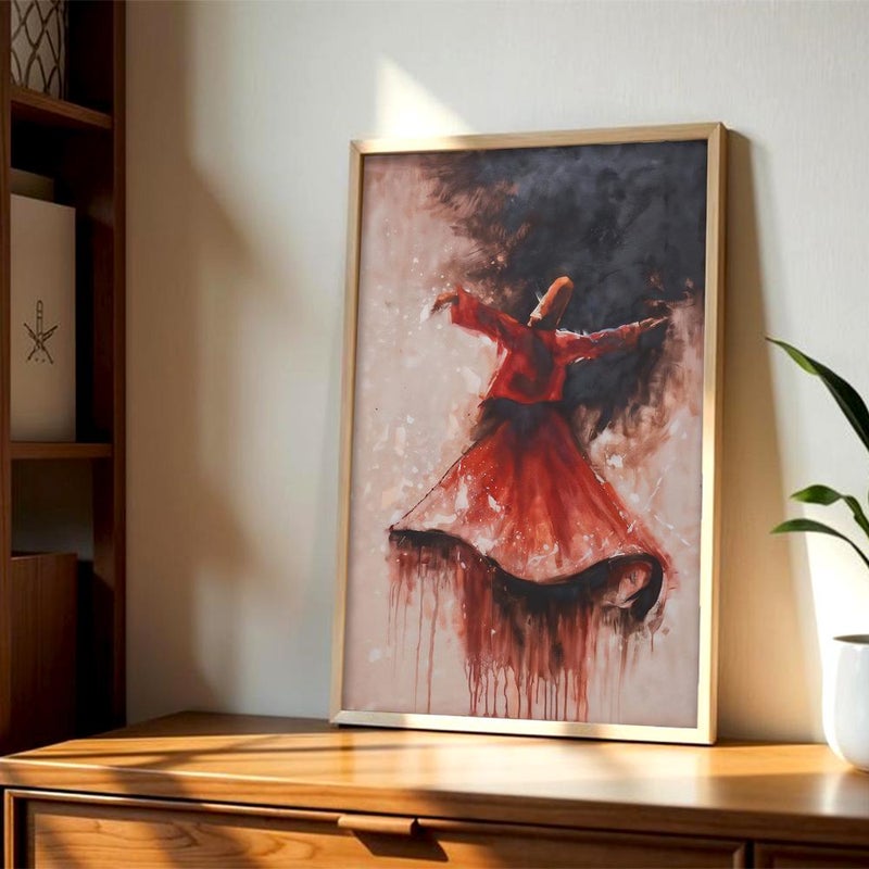 Marktna One canvas print with Arabic calligraphy design and a hollow frame, measuring (40×60) - Image 3