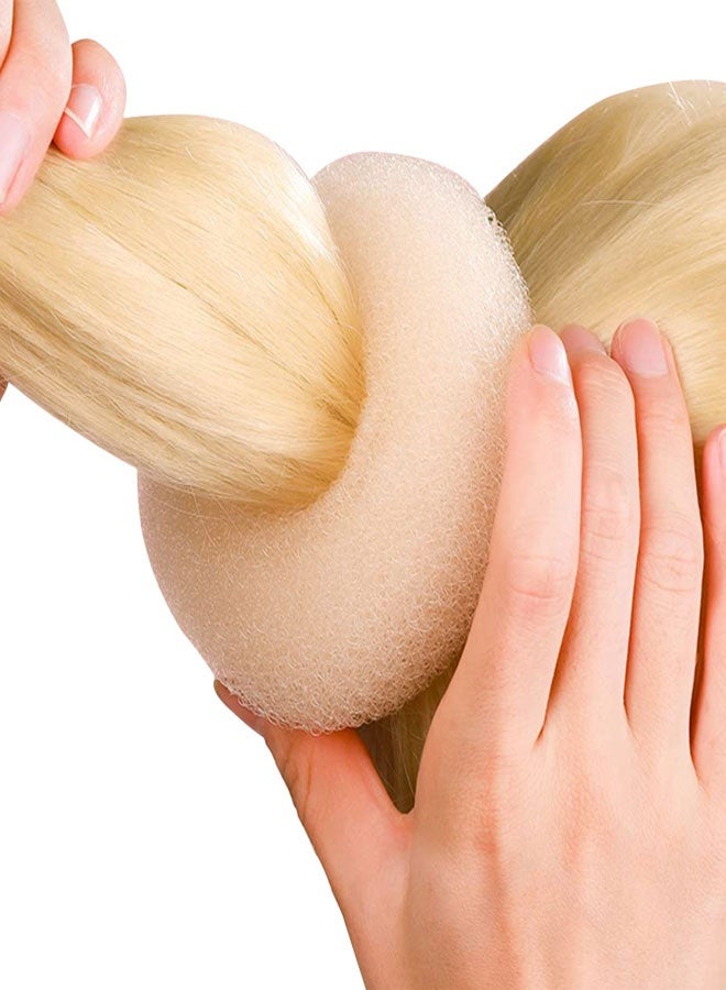 وهاواي Hair Donut Bun Maker Set, Hair Bun Maker Set with 7pcs Beige Donut Bun Makers (1 extra-large, 2 large, 2 medium and 2 small), 5 pieces Hair Elastic Bands, 12 pieces Hair Pins - Image 4