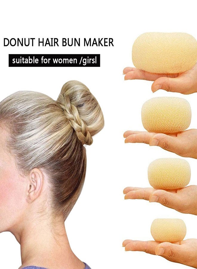 وهاواي Hair Donut Bun Maker Set, Hair Bun Maker Set with 7pcs Beige Donut Bun Makers (1 extra-large, 2 large, 2 medium and 2 small), 5 pieces Hair Elastic Bands, 12 pieces Hair Pins - Image 3