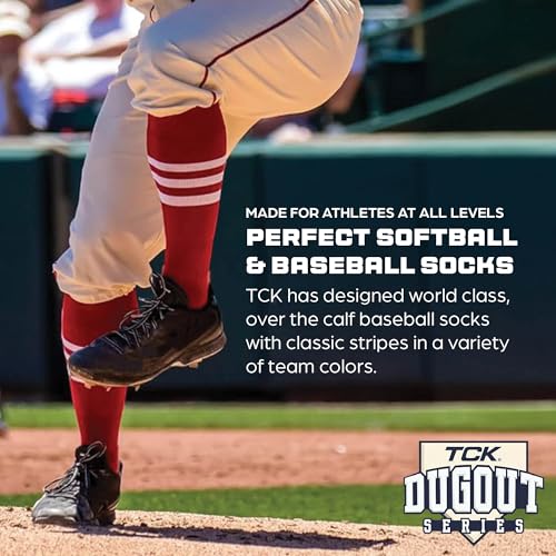 TCK Performance Baseball/Softball Socks (Scarlet/White/Black, Medium) - Image 4