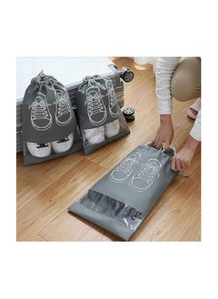 Generic 12 Pcs Large Shoe Storage Bags, Dustproof Drawstring Shoes Bags with Transparent Slot, Portable Waterproof Packing Organizers for Daily and Travel Use, Grey, Classic  - Image 3