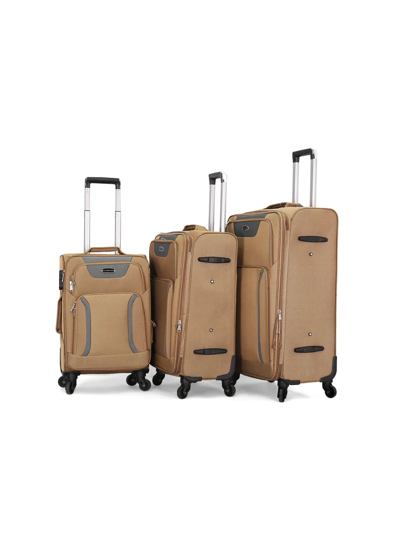 جيوردانو Giordano Trolley Bags 3 PCS Set Softside Spinners Beige