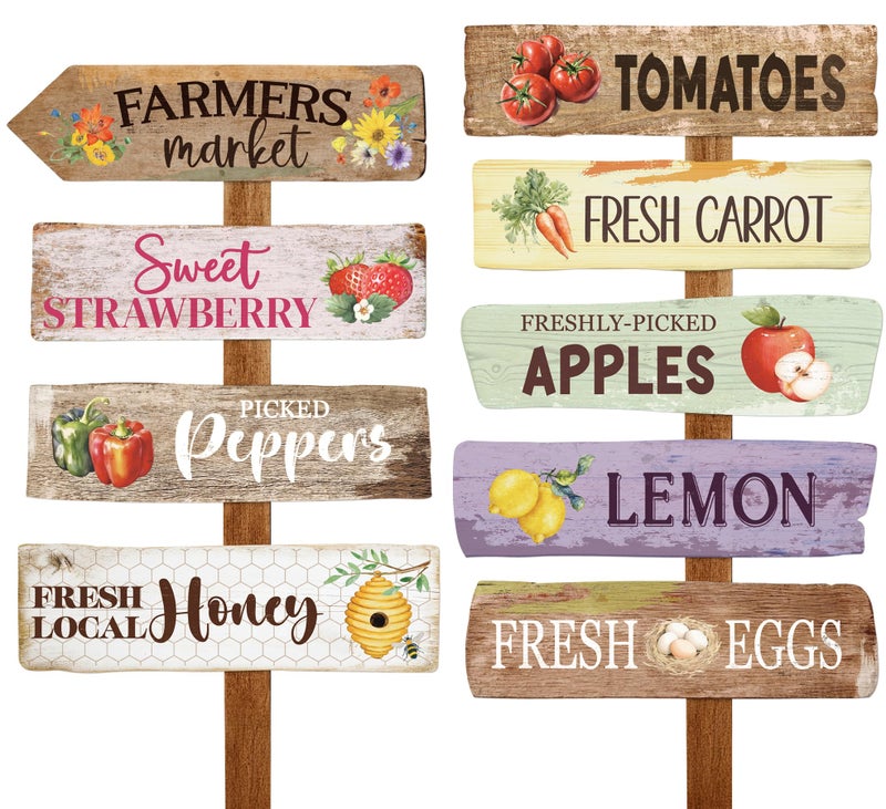 Kriyokiaa Farmers Market Decor, 9 PCS Farmers Market Party Sign Decor with Fresh Produce Prints, Perfect for Locally Grown Baby Shower Decorations Farm Stand Supplies, Off the Market Bridal Shower - Image 1