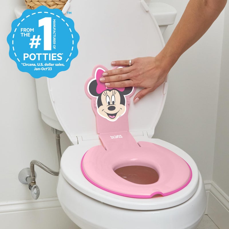 Bright Starts Disney Baby Minnie Mouse Flip & Sit Potty Training Seat, Attaches to Toilet Securely, Space Saving Design Fits Most Toilets - Image 3
