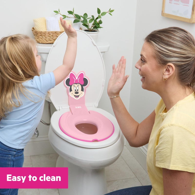Bright Starts Disney Baby Minnie Mouse Flip & Sit Potty Training Seat, Attaches to Toilet Securely, Space Saving Design Fits Most Toilets - Image 5