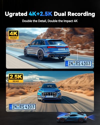 JOMISE T860 Mirror Dash Cam 4K Front and 25K Rear Detached Front Camera for 10Minute Install 3X Zoom Rear View Mirror Camera 64GB Card Included Night Vision WDR Parking Assist GPS - Image 3