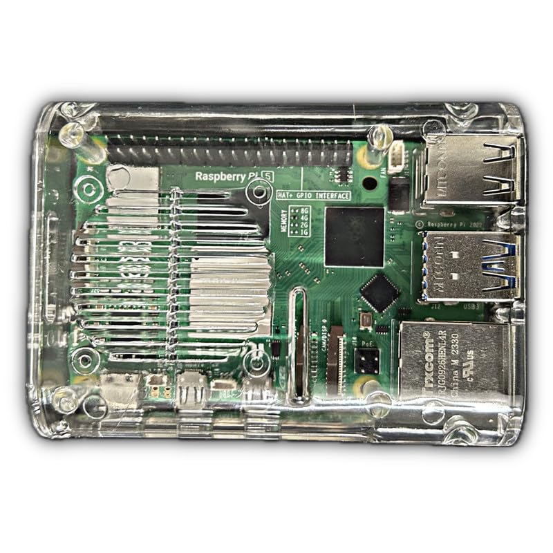 Rpi shop متجر Rpi - علبة شفافة من ABS مدمجة لـ Raspberry Pi 5 مع مروحة قوية ومبدد حراري لتحسين التبريد، علبة شفافة لـ PI 5 - Image 2