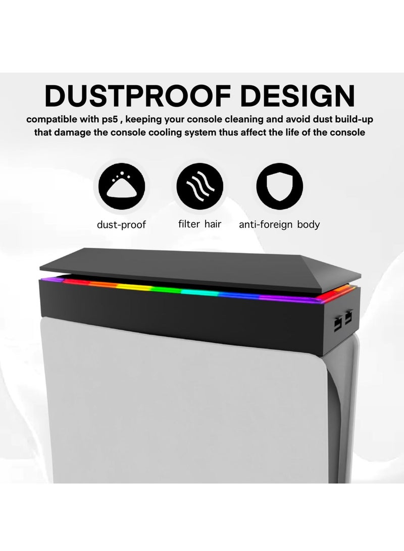 FlashHawk PS5 Top Cooling Fan, RGB Modes, Dual USB 2.0 Ports, Quiet Cooling System, Independent Touch Switch, Dustproof Design for Playstation 5 Disc/Digital Edition, Black - Image 3