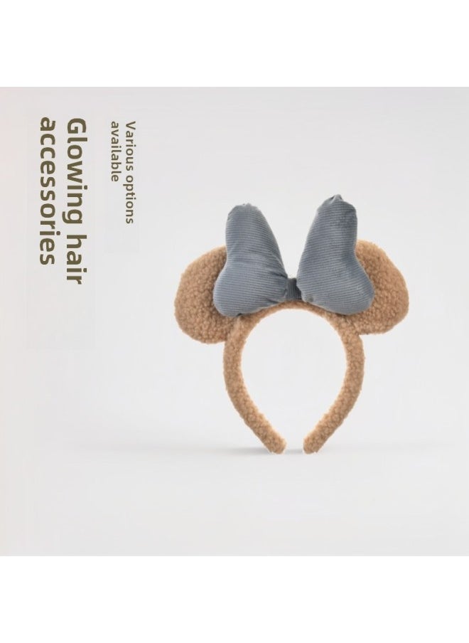 Korean Style Glitter Rabbit Ears Headband Embroidery LED Stall Hair Accessories Amusement Park Glowing Shiny Toy Headdress-Colour:Yin Tao Rabbit Ears -Specification:One Size Fits All  - Image 3