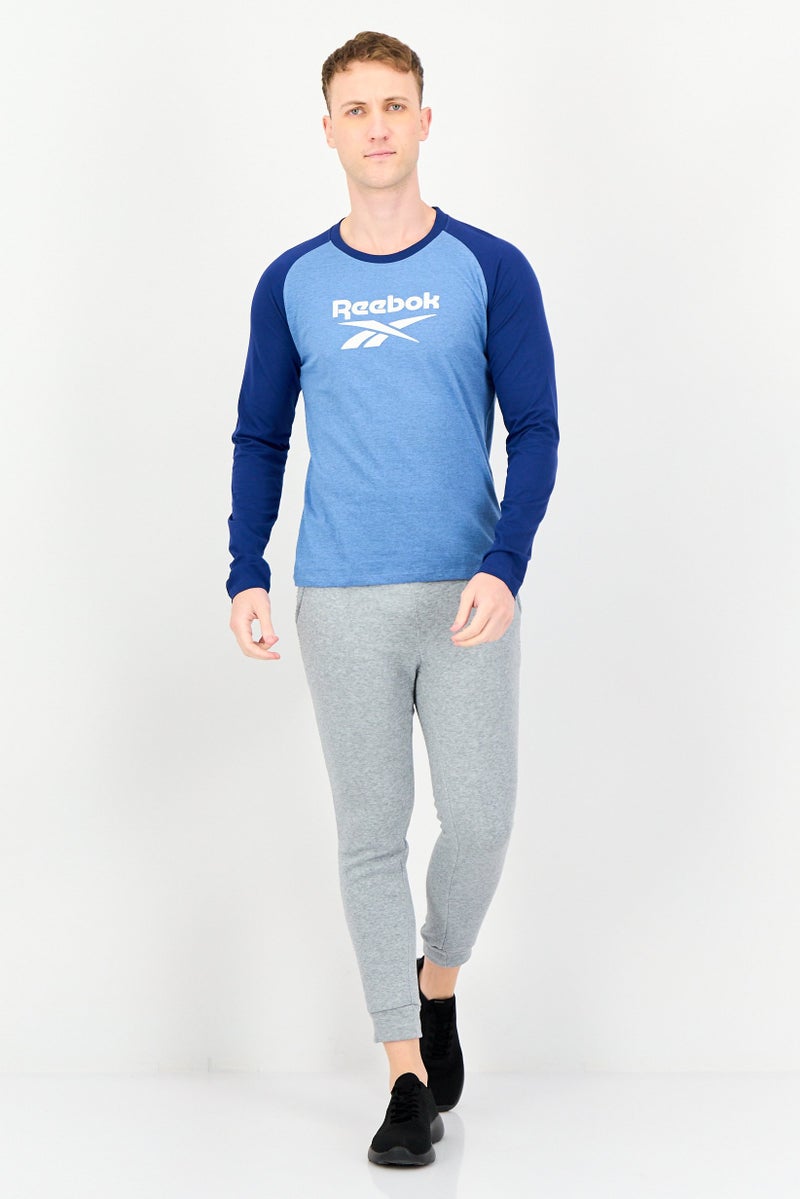 Reebok تي شيرت رياضي للرجال بأكمام طويلة مناسب للخارج، أزرق - Image 4