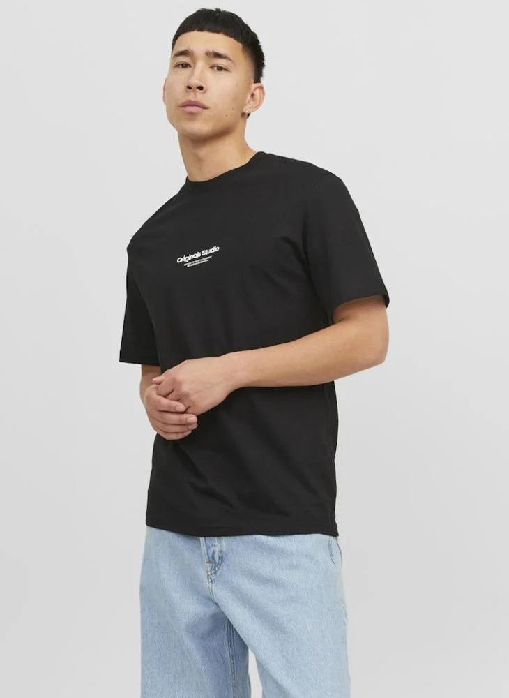 جاك اند جونز Jorvesterbro Logo Print  Crew Neck T-Shirt