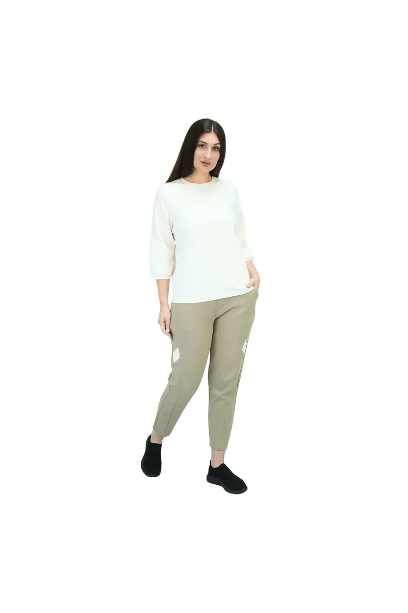 GIORDANO Women's White 3/4 Sleeve Cotton Tee