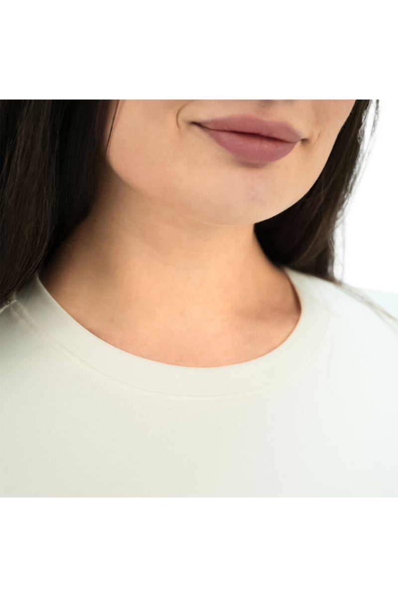 جيوردانو تي شيرت قطن نسائي أبيض بأكمام ثلاثة أرباع - Image 3