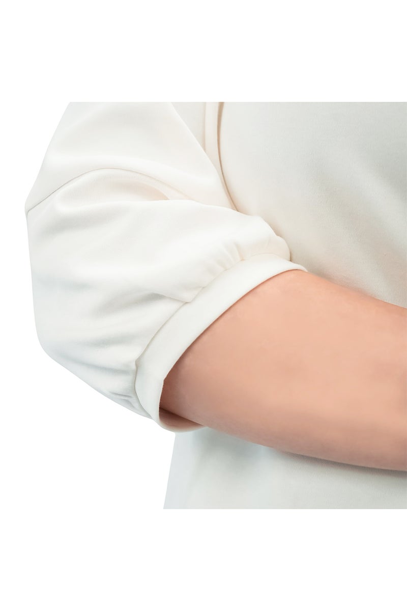 جيوردانو تي شيرت قطن نسائي أبيض بأكمام ثلاثة أرباع - Image 4