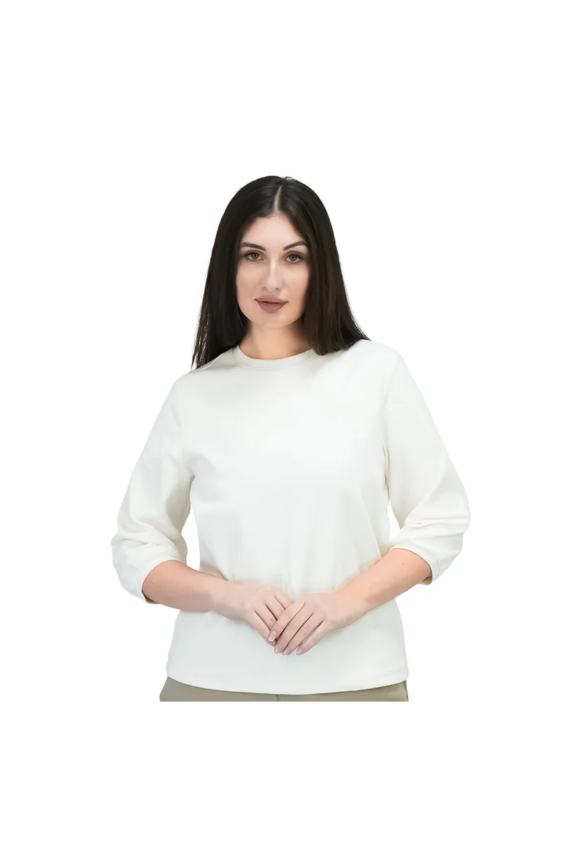 GIORDANO Women's White 3/4 Sleeve Cotton Tee