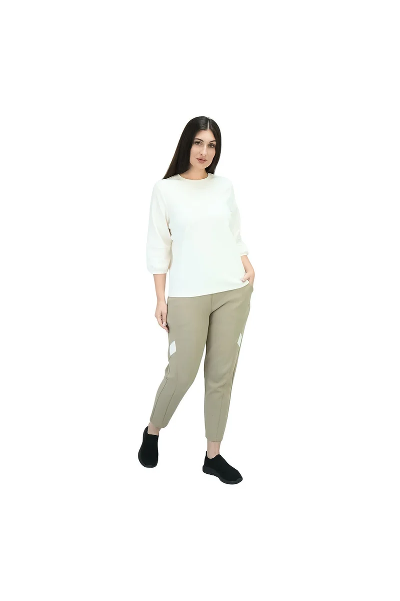 GIORDANO Women's White 3/4 Sleeve Cotton Tee