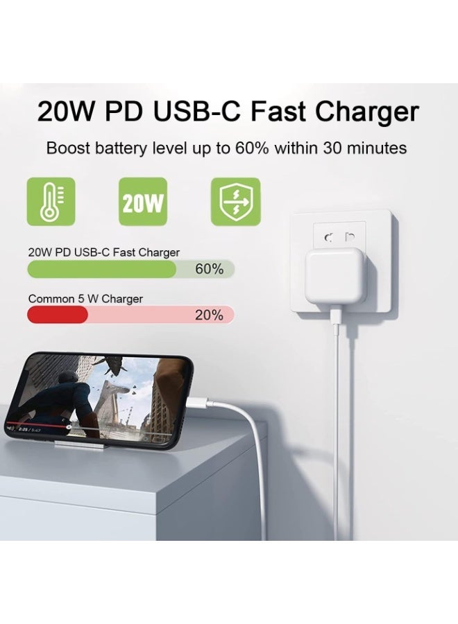 غولو شاحن سريع 20 واط لأجهزة آيفون | محول شاحن جداري سريع USB-C مع كابل USB-C إلى Lightning بطول 1 متر، متوافق مع أجهزة آيفون 14/14 برو/14 برو ماكس/13/12/SE 2020/11/XR/XS ماكس/X/آيباد - Image 2