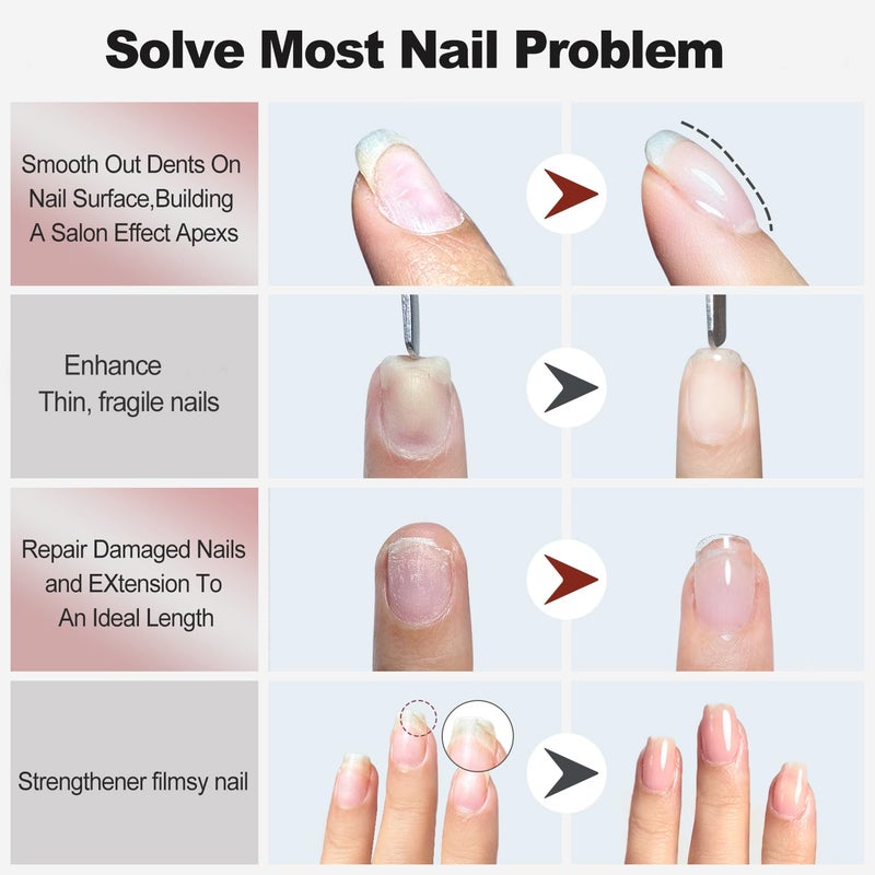 FZANEST Hema Free Rubber Base Builder Gel For Nails, Rubber Base Coat for Nail Strengthen Apex Building Extension Long Lasting Protect in A Bottle Soak Off UV LED Clear Gel Nail Polish - Image 3