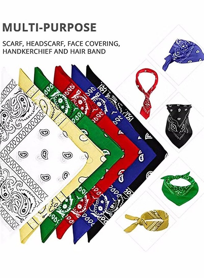 HY 6 Pieces Bandanas for Men Women, Colorful Handkerchief and Neckerchief, Cotton Paisley Headbands Scarf Cowboy Bandana, Square Bandanas ideal for Hip-Hop Cycling Also as Handkerchief - Image 3