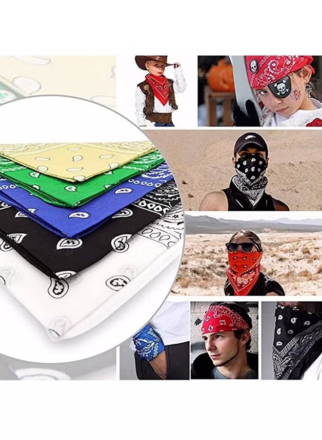 HY 6 Pieces Bandanas for Men Women, Colorful Handkerchief and Neckerchief, Cotton Paisley Headbands Scarf Cowboy Bandana, Square Bandanas ideal for Hip-Hop Cycling Also as Handkerchief - Image 2