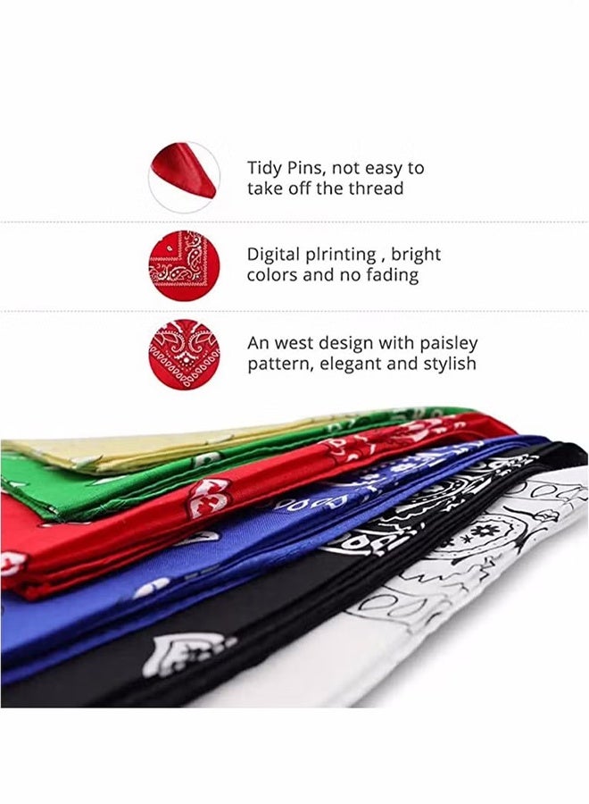 HY 6 Pieces Bandanas for Men Women, Colorful Handkerchief and Neckerchief, Cotton Paisley Headbands Scarf Cowboy Bandana, Square Bandanas ideal for Hip-Hop Cycling Also as Handkerchief - Image 5
