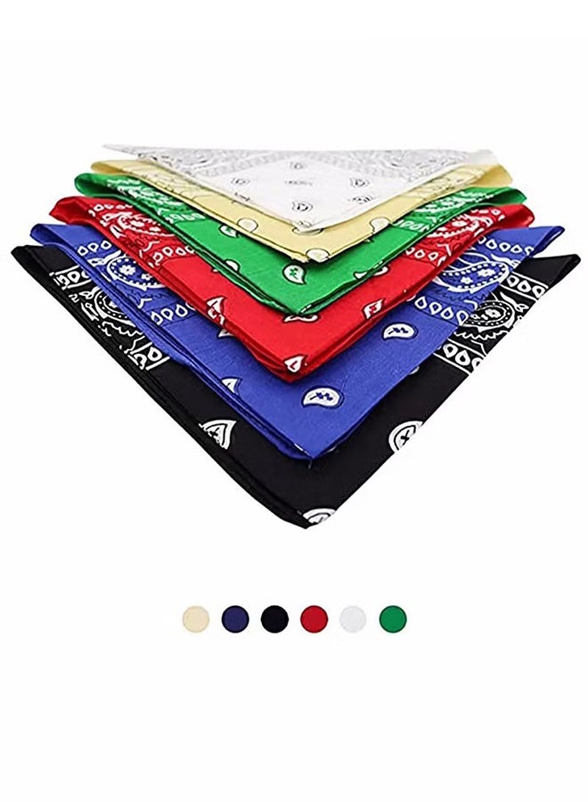 HY 6 Pieces Bandanas for Men Women, Colorful Handkerchief and Neckerchief, Cotton Paisley Headbands Scarf Cowboy Bandana, Square Bandanas ideal for Hip-Hop Cycling Also as Handkerchief - Image 4