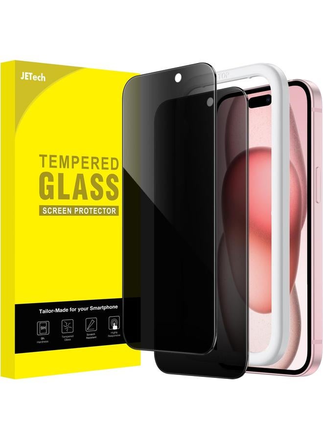 جي تيك واقي شاشة الخصوصية لجهاز آيفون 15 مقاس 6.1 بوصة من الزجاج المقوى المضاد للتجسس مع أداة تثبيت سهلة، عبوتان - Image 1