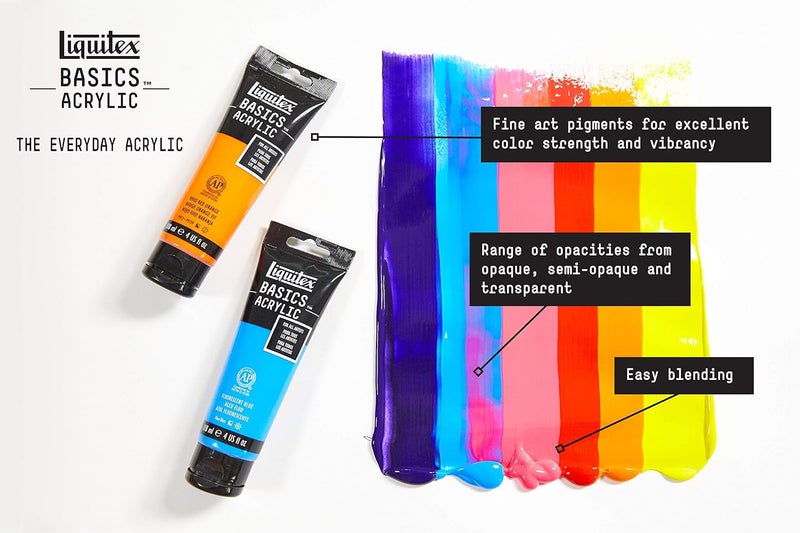 Liquitex BASICS Acrylic Paint Set - 6 Tubes of 22ml (0.74oz) in Primary Colors - Image 2
