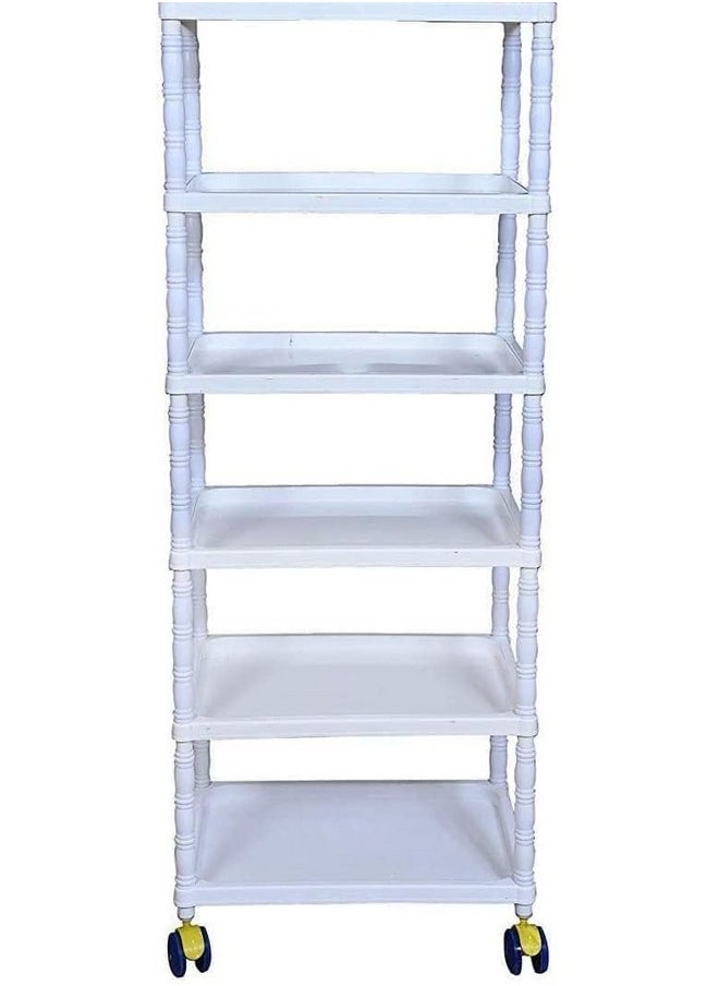 YouCopia YouCopia Collapsible Wardrobe 6 Shelves Storage Clothes Storage Rack Quick Wardrobe/Cabinet/Multipurpose Storage Rack, Foldable, Collapsible Fabric Wardrobe Organizer with Wheels White (6-Layer)  - Image 5