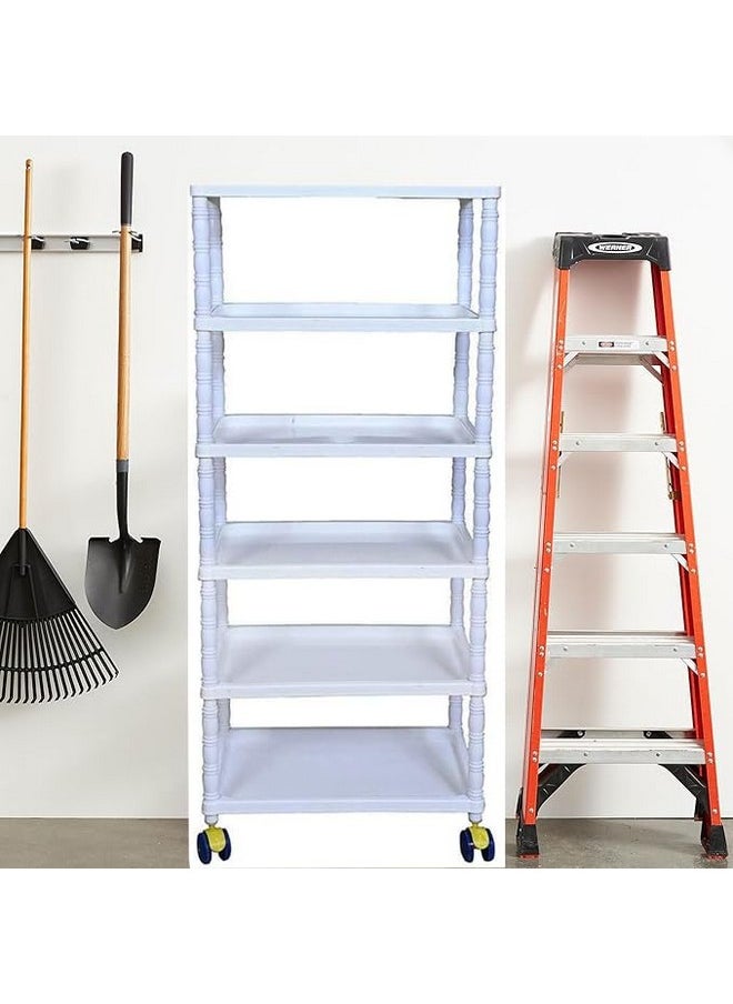 YouCopia YouCopia Collapsible Wardrobe 6 Shelves Storage Clothes Storage Rack Quick Wardrobe/Cabinet/Multipurpose Storage Rack, Foldable, Collapsible Fabric Wardrobe Organizer with Wheels White (6-Layer)  - Image 4