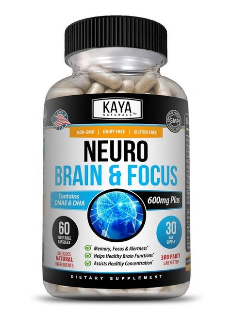 Neuro Brain & Focus Supplement Nootropic Energy Capsule Nootropic Brain Support Supplement For Memory Focus & Concentration & Learning Accuracy Cognitive Function 60 Count