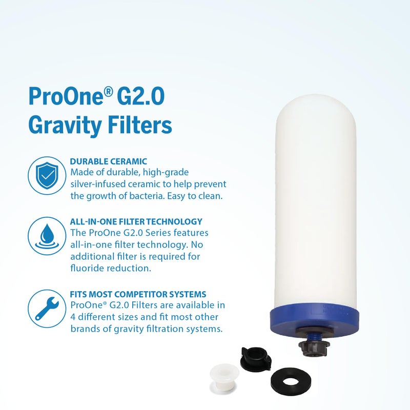 برو واحد مجموعة بديلة من مرشح الجاذبية ProOne G-Series مقاس 9 بوصات - 3 عبوات - متوافقة مع أنظمة تنقية المياه ProOne & Berkey Gravity - معتمدة من NSF-42 - Image 2