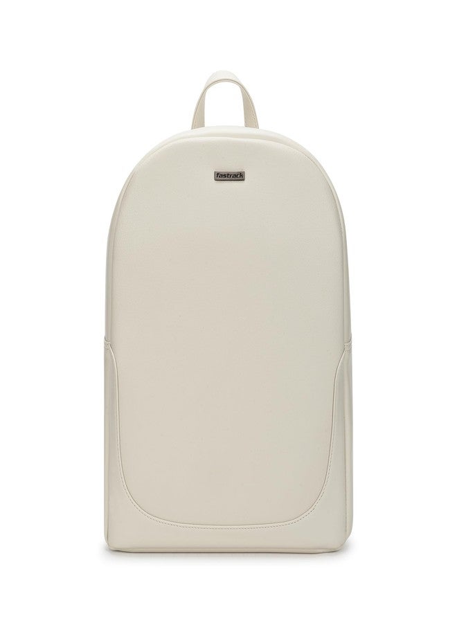 Fastrack White Backpack For Women | 11-Inch Tablet Compartment | Faux Leather Casual Backpack With Utility Pockets & Webbing Strap - Image 1