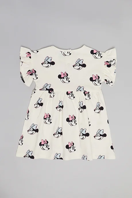 أر أند بي Minnie Mouse Print Fit & Flare Dress with Flutter Sleeves