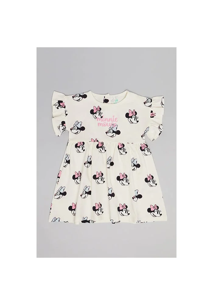 أر أند بي Minnie Mouse Print Fit & Flare Dress with Flutter Sleeves