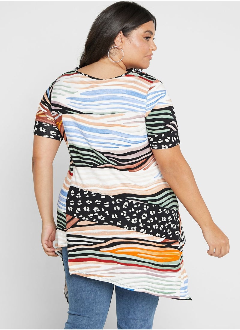 Avenue Striped Asymmetrical Hem Top  - Image 2