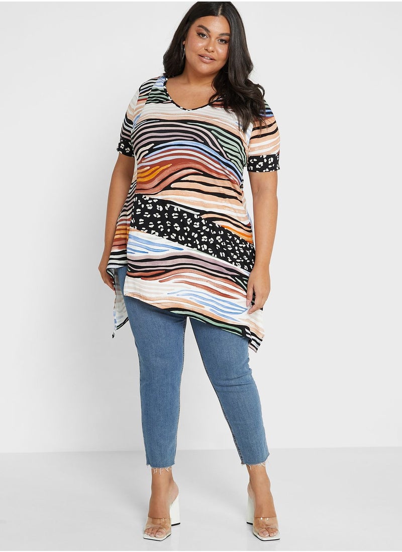 Avenue Striped Asymmetrical Hem Top  - Image 4