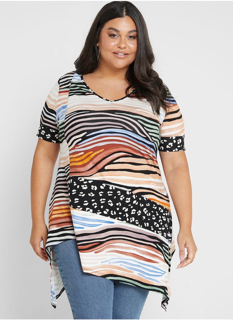 Avenue Striped Asymmetrical Hem Top  - Image 1