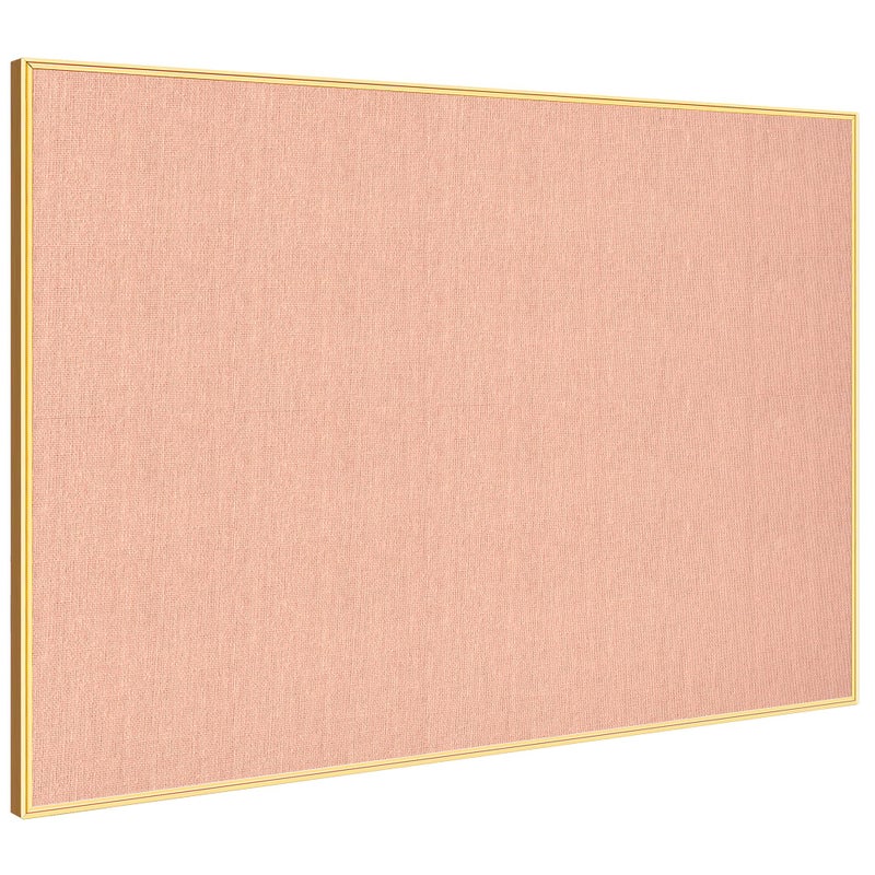 lightomorrow Bulletin Board 23.6 x 17.7 inches, Blush Coral Pin Board, Golden Aluminum Framed Fabric Cork Board with 10 Push Pins - Image 1
