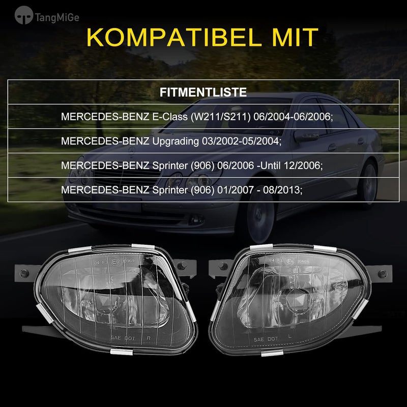 TangMiGe Fog Lights for Mercedes Benz E-Class (2003-2009) - Smoke Lens, 1 Pair - Image 2