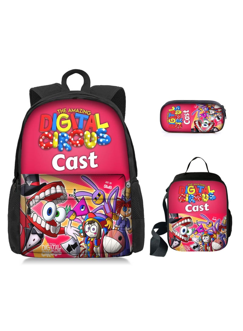 general 3 Pcs Anime The Amazing Digital Circus Backpack Set School Bag - Image 1