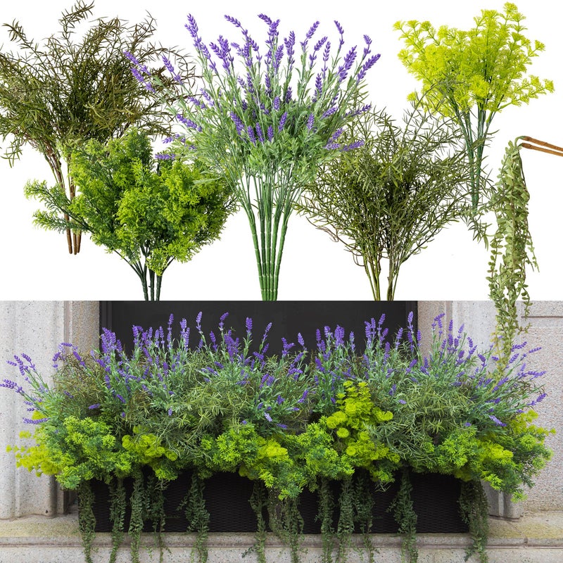 Partyjoy PARTY JOY 17 Bunches Fake Plants Outdoor, Fake Bushes UV Resistant Artificial Flowers Greenery Shrubs Faux Greenery for Outdoor Garden Patio Front Porch Yard Decor - Image 1