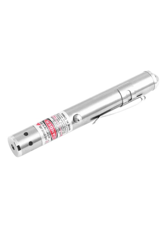 Huonje HJ-1206 Red Laser Pointer Pen for Pets & Presentations, Silver, Metal Casing - Image 1