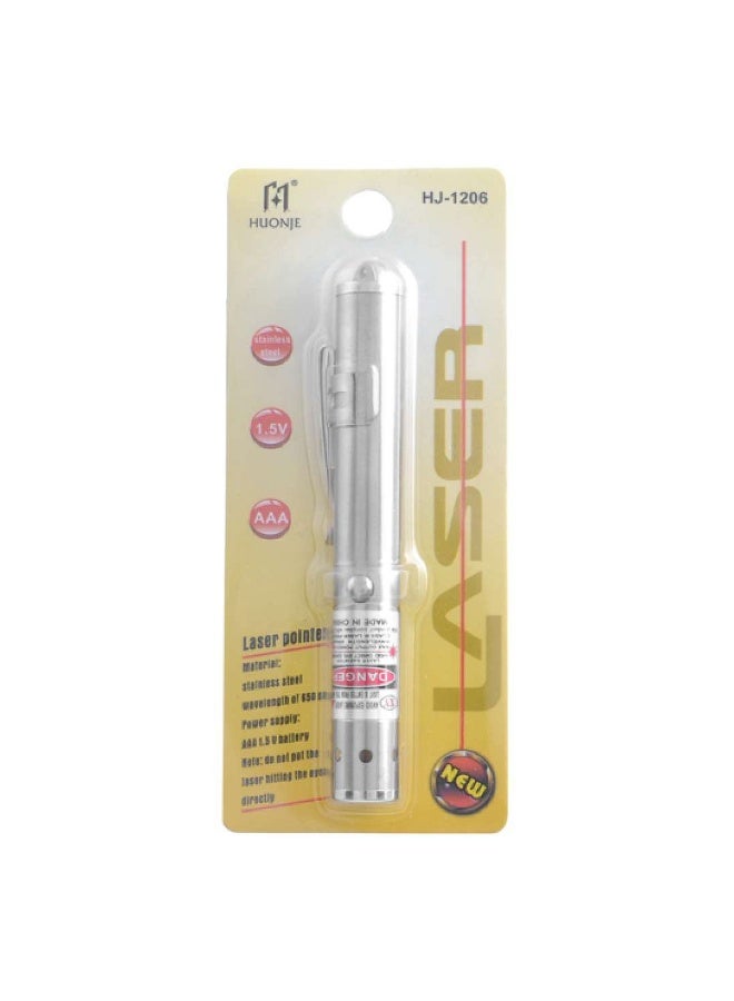 Huonje HJ-1206 Red Laser Pointer Pen for Pets & Presentations, Silver, Metal Casing - Image 2