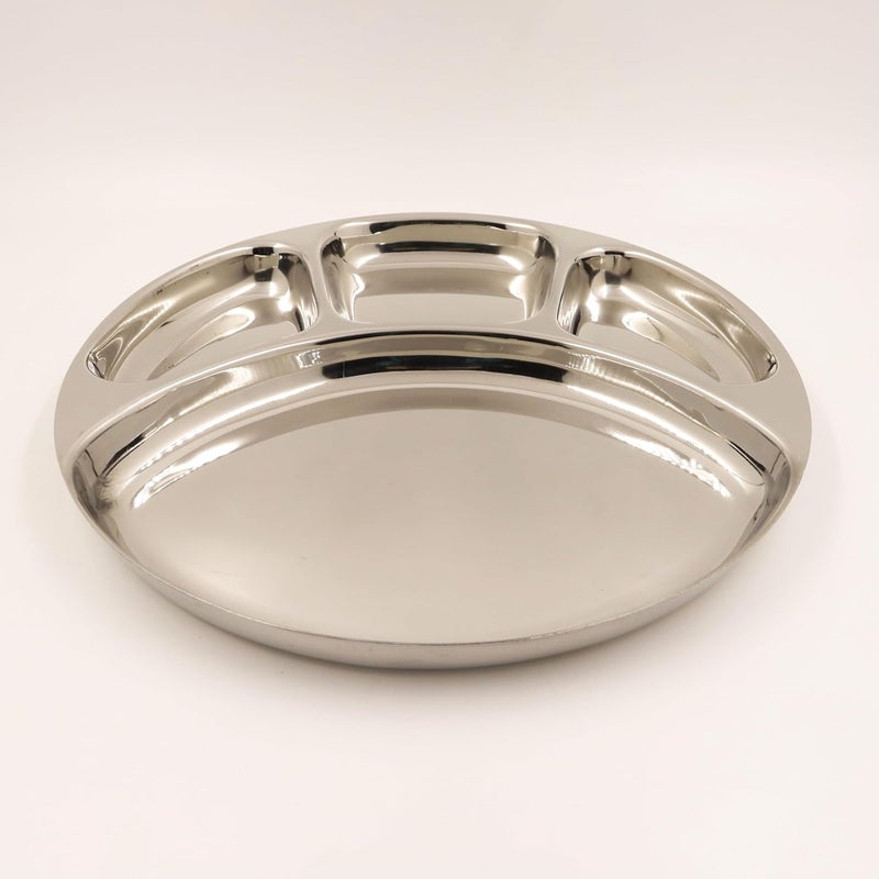 Spillbox Stainless SteelTiffin PlateBreakfast PlateLunchDinner PlateBhojan ThaliCompartmentSectioned PlatePav BhajiIdly SambarSnack PlateSmiley Tiffen Plates Large6 - Image 3