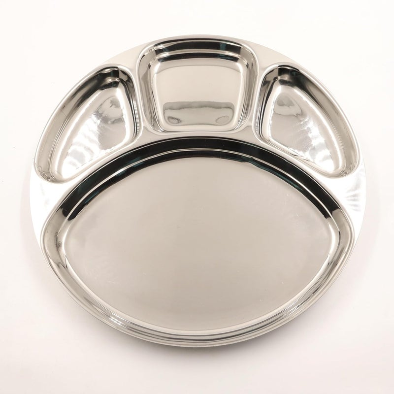 Spillbox Stainless SteelTiffin PlateBreakfast PlateLunchDinner PlateBhojan ThaliCompartmentSectioned PlatePav BhajiIdly SambarSnack PlateSmiley Tiffen Plates Large6 - Image 2