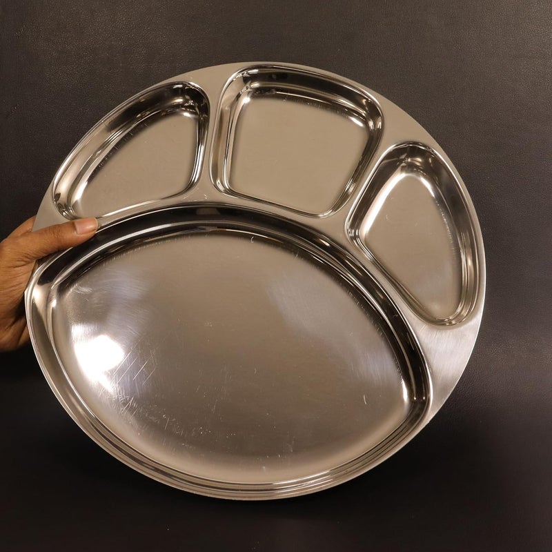 Spillbox Stainless SteelTiffin PlateBreakfast PlateLunchDinner PlateBhojan ThaliCompartmentSectioned PlatePav BhajiIdly SambarSnack PlateSmiley Tiffen Plates Large6 - Image 5