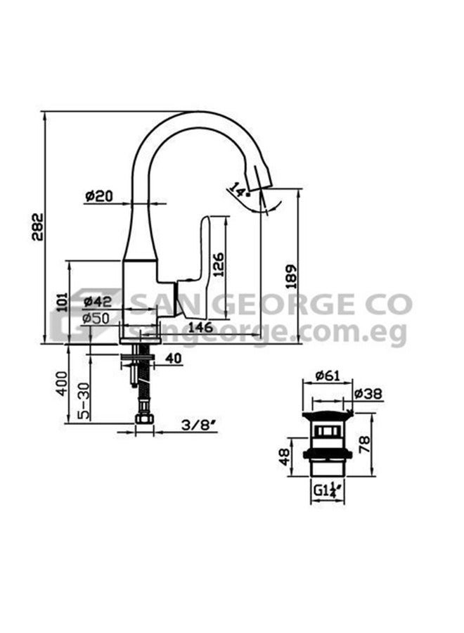 سار ديزاين SD خلاط حوض ترينيتى ذهبى GB1048 - Image 2