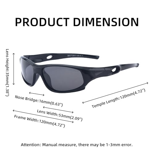 Karsaer Polarized Cycling Sunglasses for Kid Boys Girls Kids Square Sports Glasses E1334 - Image 2