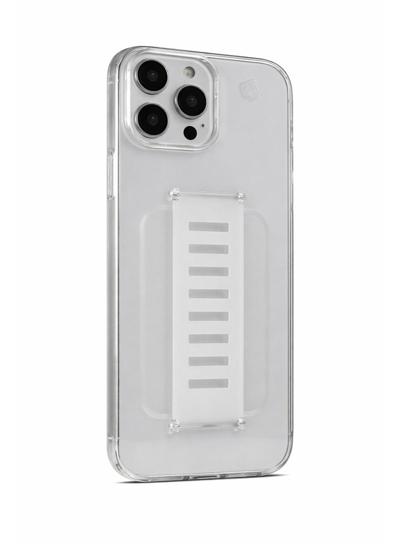 جريب 2 يو غطاء Grip2U Slim لهاتف iPhone 14 Pro Max، شفاف، مزود بحزام مدمج لقبضة الإصبع، تصميم مقاوم للصدمات مع حماية من السقوط، متوافق مع الشحن اللاسلكي - Image 2